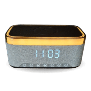 Veloce Wireless Fast Charging Jam Meja 7in1 Multifungsi Alarm Bluetooth Speaker Lampu Malam